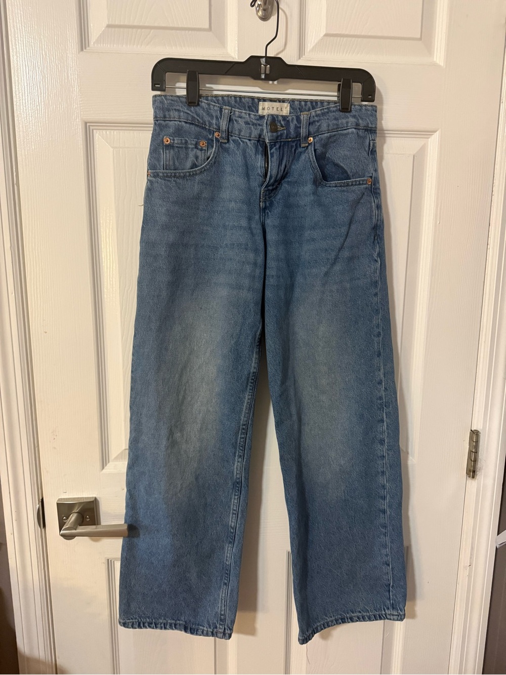 Motel Rocks Women's Boyfriend Wide-Leg Jeans in Light Blue Denim